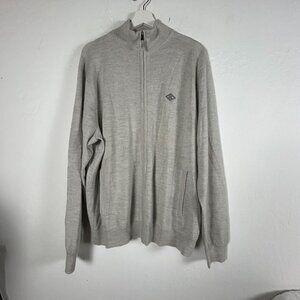 Polo Golf Ralph Lauren Mens Merino Wool Cashmere Full-Zip Sweater XL Gray Pocket